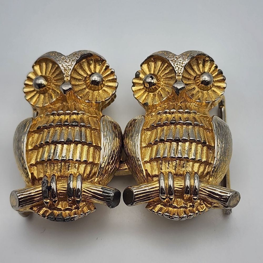 Vintage Mimi Di N 1975 Gold Tone Owl Belt Buckle